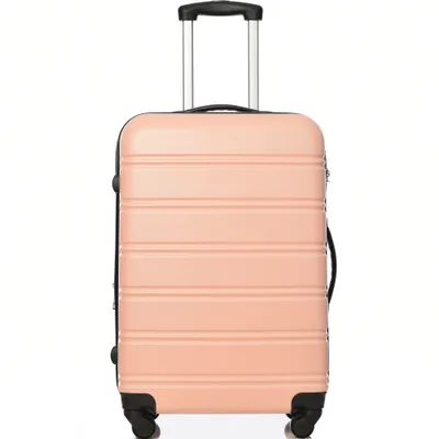 Productafbeelding van Kufr, ABS-materiaal, uitschuifbare handgreep, veel opbergruimte, 4 x 360° stille zwenkwielen, met combinatiecijferslot, 74,5 x 50,5 x 31,5 cm, roze
