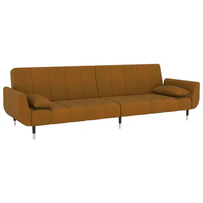 Produktbild von vidaXL Schlafsofa 2-Sitzer mit 2 Kissen Braun Samt