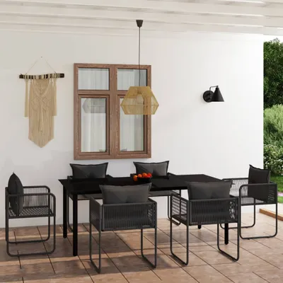Produktbild von The Living Store 7-tlg. Garten-Essgruppe Schwarz