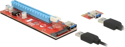 Produktbild von Riser Karte PCI Express x1 > x16 mit 60 cm USB Kabel