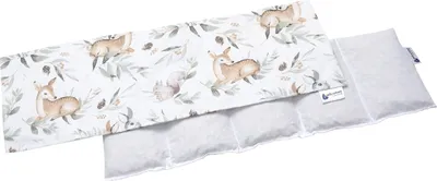 Obrázok produktu pre Medi Partners vankúš s čerešňovou kôstkou 60x20cm 800g 100% bavlna 5 komôr vankúš s čerešňovou kôstkou veľký ekologický prírodný tepelný vankúš terapia chladom odnímateľný poťah (jeleň v listoch)