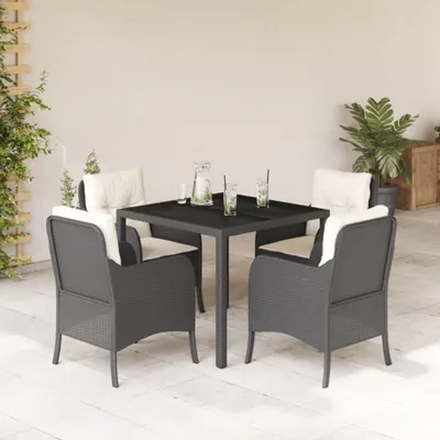 Obrázek produktu pro 5dílný zahradní jídelní set s polštáři Black Poly Rattan