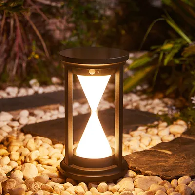 Produktbild von LED Solar Gartenleuchte Sanduhr Powersolarleuchte mit Bewegungsmelder Three Color Solarlampe Solarleuchte Außenleuchte modern