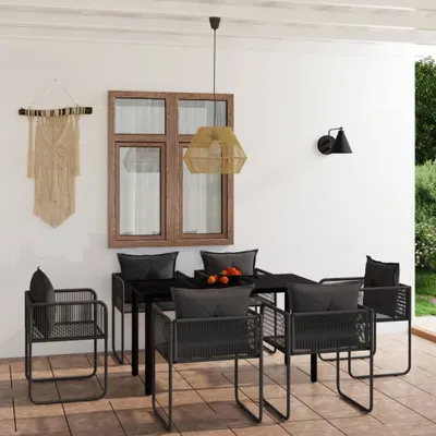 Produktbild von The Living Store 7-tlg. Garten-Essgruppe Schwarz
