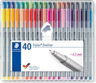 Produktbild von Staedtler 334 SB40, Mehrfarbig, Extrafein, Mehrfarbig, Dreieck, Tinte auf Wasserbasis, Metall