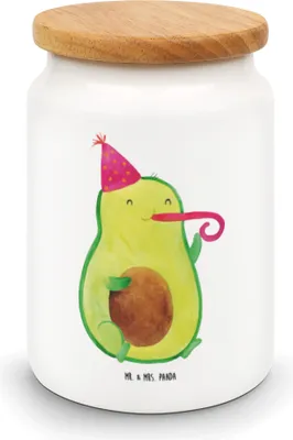 Produktbild von Mr. & Mrs. Panda Dose Avocado Feier - Weiß - Geschenk, Kaffeedose, Party, Geburtstag, Teedose, Keksdose, Gute Laune, aufbewahrungsbehälter, Fete, Frischhaltedose