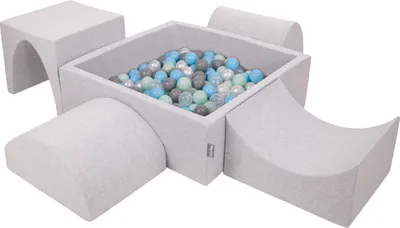 Produktbild von KiddyMoon Spielplatz Aus Schaumstoff Mit 200 Bälle 7cm Hindernisläufen Version 1 Quadrat Bällebad Mit Bunten Bällen Für Babys Und Kinder