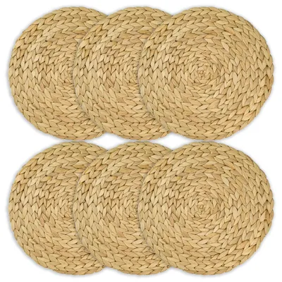 Rundes Tischset geflochten aus Wasserhyazinthe als 6er Set von HMF