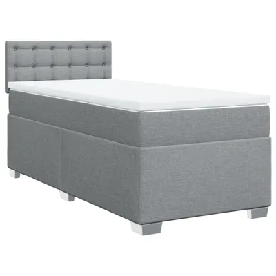 Image de vidaXL Lit boxspring avec matelas gris clair 90x200 cm Tissu