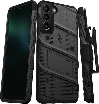 Produktbild von ZIZO BOLT Serie - Gepanzerte Hülle für Samsung Galaxy S22+ mit 9H Glas für den Bildschirm + Halterung mit Ständer (schwarz)