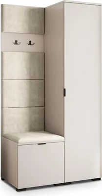 Produktbild von Masseno Garderobe-Set LORI 95/181/51 cm Modern Garderobenschrank Kaschmir, Veloursstoff MONOLITH 04 (Beige)