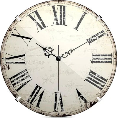 Produktbild von Antike Wanduhr mit römischen Ziffern - Quarzuhrwerk - Antiker Look - 20 cm - Kugelglas