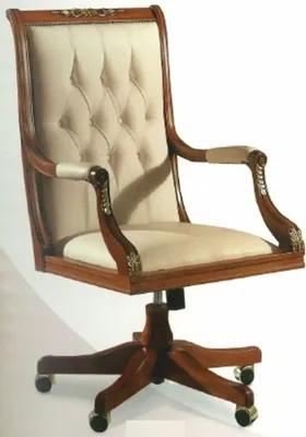 Produktbild von Casa Padrino Luxus Barock Chesterfield Leder Schreibtischstuhl Creme / Braun -  Italy
