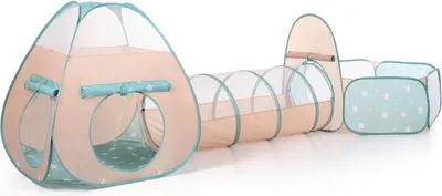Image de Tente de jeu 3-en-1, avec tunnel et piscine à balles, en polyester, pour une utilisation intérieure et extérieure