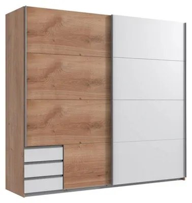 Produktbild von Schwebetürenschrank Emden Kleiderschrank Ausführung wählbar,Plankeneiche / weiß,225x64x210cm