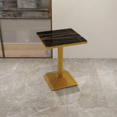 Produktbild von Gastronomiemöbel Cafe Bar Restaurants Hotel Einrichtung Quadratischer Tisch Bistrotisch Schwarz gold HMJT 60*60*75cm