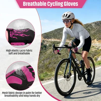Imagen del producto de Guantes de bicicleta de media punta, con acolchado de gel, antideslizantes y transpirables, talla S-XL, para deportes
