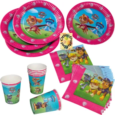 Produktbild von PAW Patrol Partyset Pink-Patrol 32tlg. - für 6 Gäste 6 Teller 6 Becher 20 Servietten