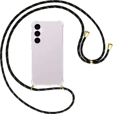 Produktbild von Handykette Backcover-Schutzhülle mit Band (Metall goldfarben) für Samsung Galaxy S24 Plus - schwarz/gold