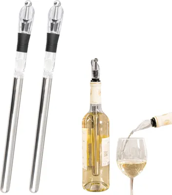 Immagine prodotto di set di 2 versatori per vino bremermann con asta di raffreddamento in acciaio inox e tappo per vino
