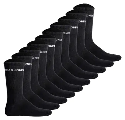 Produktbild von JACK&JONES Herren Tennissocken 10er Pack - JACBASIC LOGO TENNIS SOCK, One Size Schwarz 40-46