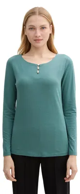 Produktbild von TOM TAILOR Damen Longsleeve mit Knöpfen, 10697 - Sea Pine Green, L
