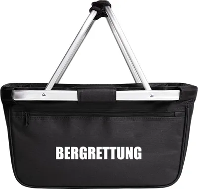 Produktbild von Huuraa Einkaufskorb Bergrettung Schriftzug 20 Liter Black faltbarer Tragekorb Geschenkidee