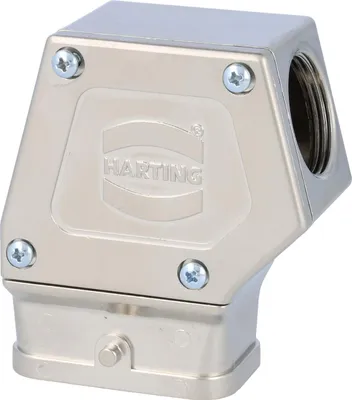 Produktbild von HARTING Han Q EMV Tüllengehäuse mit PE-Klemmstelle, 1xM25 seitlicher Kabelabgang, für 1 Bügel (am Unterteil)