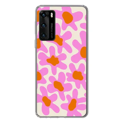 Produktbild von MuchoWow® Handyhülle Schutzhülle Hülle für Huawei P40 Blume - Rosa - Muster Silikon Softcase Handy Hülle - Handytasche - Geburtstag Teenager