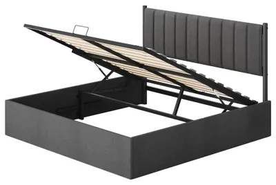 Immagine prodotto di Letto a letto con struttura in metallo, dimensioni 180 x 200 cm, con rete a doghe pieghevole | Grigio | 183,4 x 209,3 x 110 cm