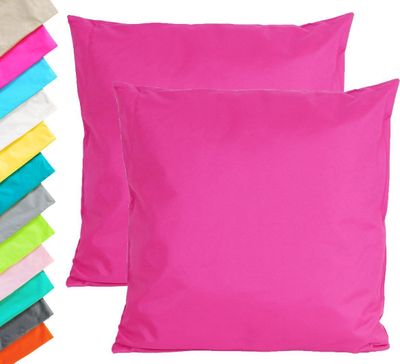 2x Outdoor Lounge Kissen 45x45cm Dekokissen Set Inkl. Füllung Wasserfest Sitzkissen Garten Stuhl Lotus Effekt, Farbe:Pink