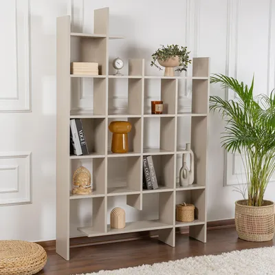 Produktbild von Skye Decor, Manco - Sandstone, Bücherregal, 100 % Melaminbeschichtete Spanplatten, Sandstein, 122 x 25,5 x 188 cm