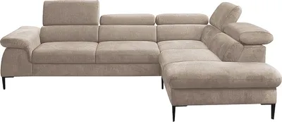 Produktbild von Großes Ecksofa rechts in beigem Velours - SEPINA by Pascal Morabito