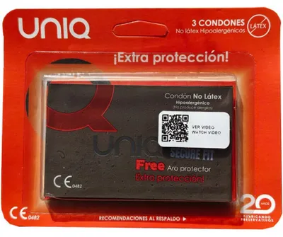 Productafbeelding van Uniq condoom, latexvrij, 3 stuks, 160 mm, extra dun