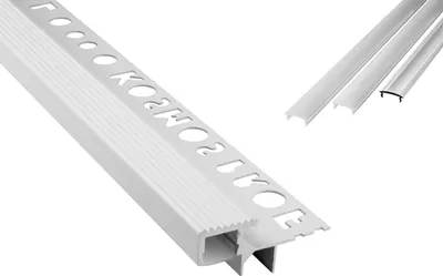 Produktbild von T-40 LED Alu Fliesenprofil Treppenprofil Stufen 10mm weiss 1m opal
