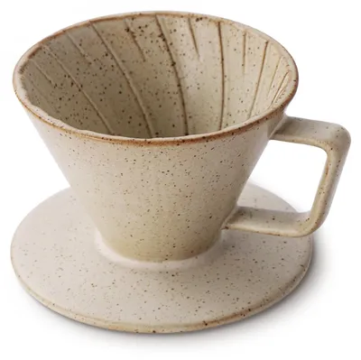 Kaffeefilter aus Keramik, 1-2 Tassen, beige, sprenkelte Glasur