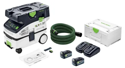Produktbild von Festool CTLC MINI I-Basic Akku Absaugmobil 36 V ( 2x 18 V ) Staubkl. L + 2x Akku 5,0 Ah + Doppelladegerät + Systainer