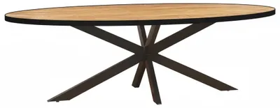 Produktbild von Dorrio Esstisch oval 240 x 110 cm Mangoholz massiv Natur mit schwarzem Rand