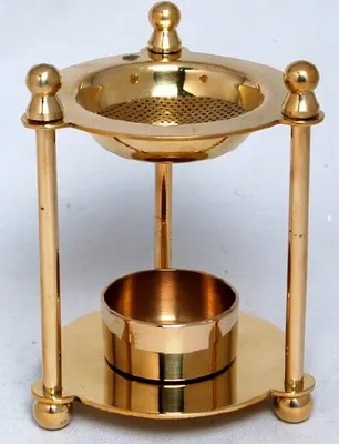Produktbild von Räucherstövchen 3 Säulen Messing Gold Höhe 12 cm für Teelicht