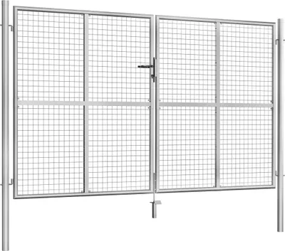 Produktbild von vidaXL Záhradná brána z pozinkovanej ocele 306 x 200 cm strieborná