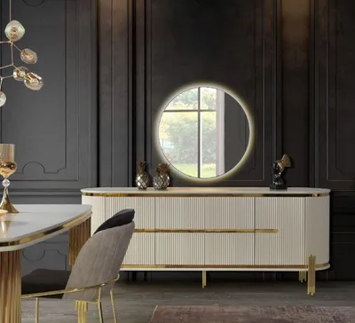 Immagine prodotto di Credenza cassettiera in legno mobile credenza sala da pranzo moderno bianco