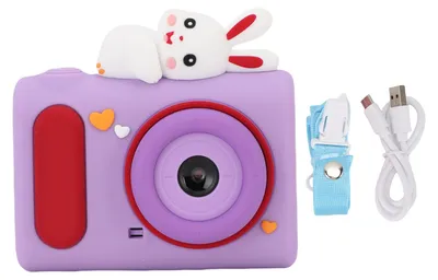 Image de Appareil photo numérique 40 MP, vidéo HD 1080p à double objectif, avec coque en silicone « Lapin de dessin animé », écran 2 pouces, cadeau d'anniversaire pour adolescents, violet