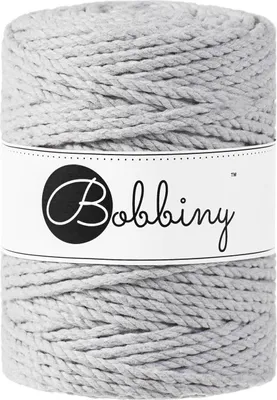 Image de Bobbiny 3PLY Macramé Rope 5 mm 100 m Light Grey Corde