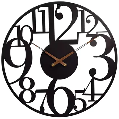 Produktbild von HSXL – Große industrielle Wanduhr aus schwarzem Metall – Zahlendesign – 60 cm – schwarze industrielle Wanduhr