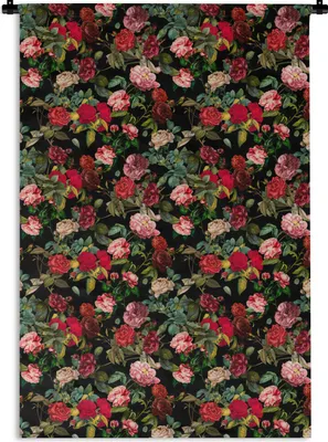 Produktbild von MuchoWow® Wandteppich Wandbehang Blumen - Rot - Rosen 120x180 cm Tapisserie Dekoration Wandtuch - Schlafzimmer - Dekorationen für das Haus