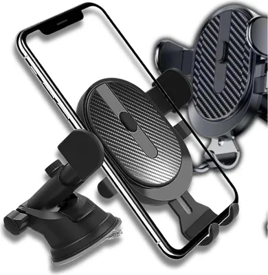 Produktbild von EDIBAZZAR | Schwarzer teleskopierbarer Auto-Handyhalter