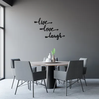 Image de Wallity, Live Love Laugh, décoration murale, noir, métal, 60 x 60 cm