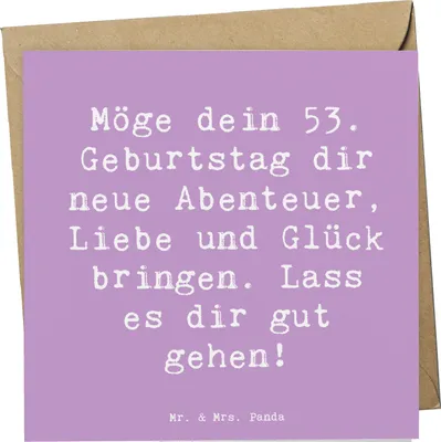 Produktbild von Mr. & Mrs. Panda Glückwunschkarte Spruch 53. Geburtstag Abenteuer - Lavendeltraum - Geschenk, Feiern, Happy Birthday, Klappkarte, neue, doppelkarte, faltkarte, Grußkarte
