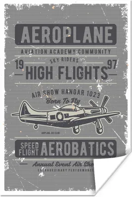 Produktbild von MuchoWow® Poster Flugzeug - Retro - Zeichnung 40x60 cm - Plakate für die Wand - Poster Babyzimmer