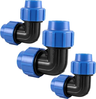 Produktbild von PE-Buishoek 90° mit Kugelhahn, 20 mm, 3 Stück, für Gartenbewässerung